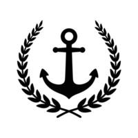 ancora vettore icona alloro ghirlanda logo barca simbolo pirata timone nautico marittimo semplice illustrazione grafico scarabocchio design