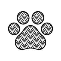 cane zampa orma icona logo vettore Giappone onda modello francese bulldog cartone animato simbolo personaggio illustrazione design