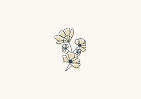 logo mazzo fiore linea, logo mano disegnare boho floreale botanico, semplice moderno retrò e minimalista. editbale file vettore