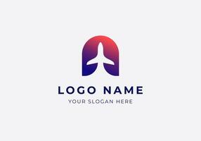 logo lettera un' e aereo, logo combinazione iniziale un' e aereo, semplice minimalista, moderno, trasporto. modificabile colore vettore