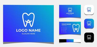 modello logo creativo iniziale lettera un' nel dente forma, logo dentale o dentista. creativo modello con colore pallet, visivo marchio, attività commerciale carta e icona. vettore