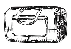 viaggio sport Borsa schizzo. clipart di bagaglio, viaggio attributo. mano disegnato vettore illustrazione isolato su bianca.