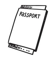 passaporto e Biglietti schizzo. clipart di viaggio, viaggio attributo. mano disegnato vettore illustrazione isolato su bianca.