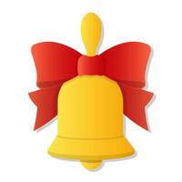 d'oro campana con rosso nastro cartone animato illustrazione vettore