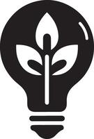 minimo lampadina logo logo icona, piatto simbolo, nero colore silhouette, bianca sfondo vettore