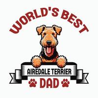 mondi migliore airedale terrier mamma tipografia maglietta design illustrazione vettore