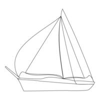 continuo singolo linea arte disegno uno linea illustrazione arte su barca a vela vettore