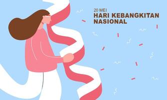 hari kebangkitan nasionale 20 mei. traduzione Maggio 20, nazionale risveglio giorno di Indonesia vettore