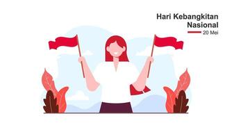 hari kebangkitan nasionale 20 mei. traduzione Maggio 20, nazionale risveglio giorno di Indonesia vettore