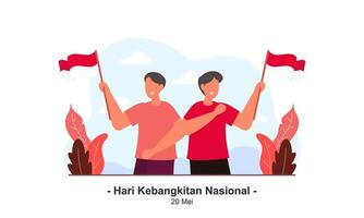 hari kebangkitan nasionale 20 mei. traduzione Maggio 20, nazionale risveglio giorno di Indonesia vettore