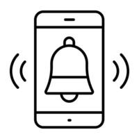 un' lineare disegno, icona di mobile allarme vettore