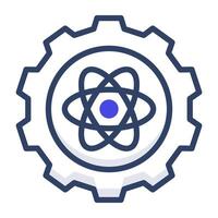 atomo dentro Ingranaggio, scienza gestione icona vettore