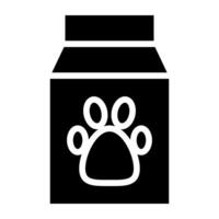 cane zampa al di sopra di pacchetto, icona di animale domestico cibo vettore