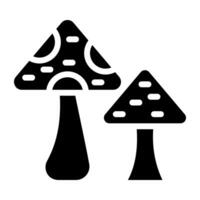 fungine solido disegno, icona di funghi vettore
