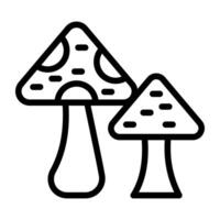 fungine lineare disegno, icona di funghi vettore