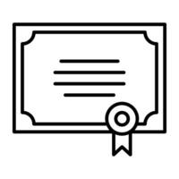 un' lineare disegno, icona di certificato vettore