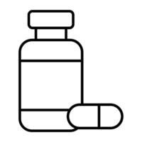un' lineare disegno, icona di pillole vaso vettore