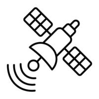 un' lineare disegno, icona di satellitare vettore