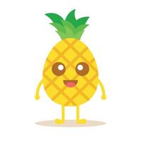 carino ananas cartone animato carattere. carino più fresco frutta isolato su bianca sfondo. vettore