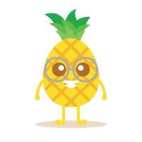 inteligente carino ananas personaggio con occhiali. fresco frutta vettore illustrazione.