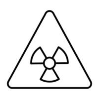 un' lineare disegno, icona di radioattivo attenzione vettore