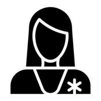 femmina avatar con medico cartello in mostra signora medico concetto icona vettore