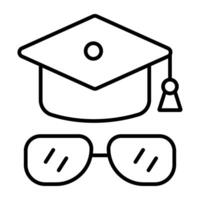 accademico berretto con occhiali, educativo accessorio icona vettore
