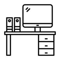 un' lineare disegno, icona di ufficio tavolo vettore