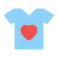 cuore su tee camicia, piatto design di San Valentino camicia icona vettore