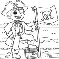 pirata con un' gioviale roger bandiera colorazione pagina vettore