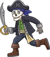 scheletro pirata con un' arma da taglio cartone animato clipart vettore