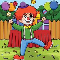 compleanno clown colorato cartone animato illustrazione vettore