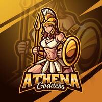 athena esport mascotte logo design vettore