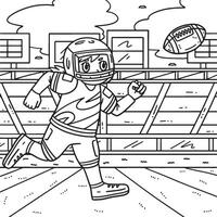 americano femmina giocatore chasing calcio colorazione vettore