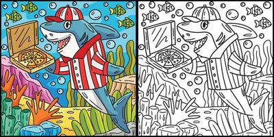 Pizza squalo colorazione pagina colorato illustrazione vettore
