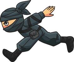 ninja in esecuzione cartone animato colorato clipart illustrazione vettore