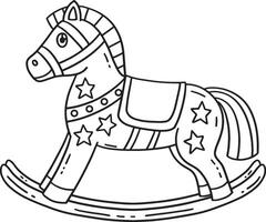 a dondolo cavallo giocattolo isolato colorazione pagina per bambini vettore