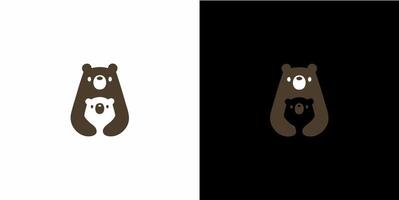 orso mamma e figlio cucciolo logo icona illustrazione vettore