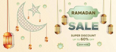 Ramadan kareem super vendita ragnatela bandiera sfondo con vuoto spazio per il foto. Ramadan grande vendita promozione manifesto e sociale media inviare. elegante islamico speciale promozione bandiera design modello vettore