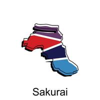 colorato carta geografica città di sakurai, adatto per il tuo azienda vettore