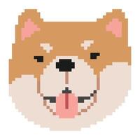 shiba inu testa pixel 1 carino su un' bianca sfondo, vettore illustrazione.