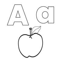 lettera un' per mela, vettore illustrazione di bambini alfabeto colorazione libro pagina con delineato clip arte per colore bambini libro.