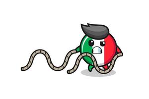 illustrazione della bandiera dell'italia che fa allenamento con la corda da battaglia vettore