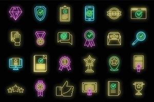 qualità garanzia esame icone impostato vettore neon