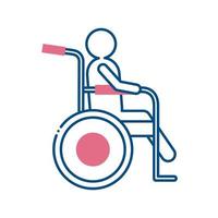 uomo su sedia a rotelle stile linea icona disegno vettoriale