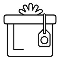 prezzo etichetta regalo scatola icona schema vettore. pacco festa vettore