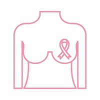 seno femminile con disegno vettoriale icona stile linea nastro
