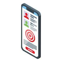 marketing Telefono bersaglio icona isometrico vettore. piattaforma ricerca vettore