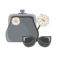 illustrazione di portafoglio con occhiali da sole vettore