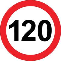 strada velocità limite 120 centinaio venti cartello. generico velocità limite cartello con nero numero e rosso cerchio. vettore illustrazione